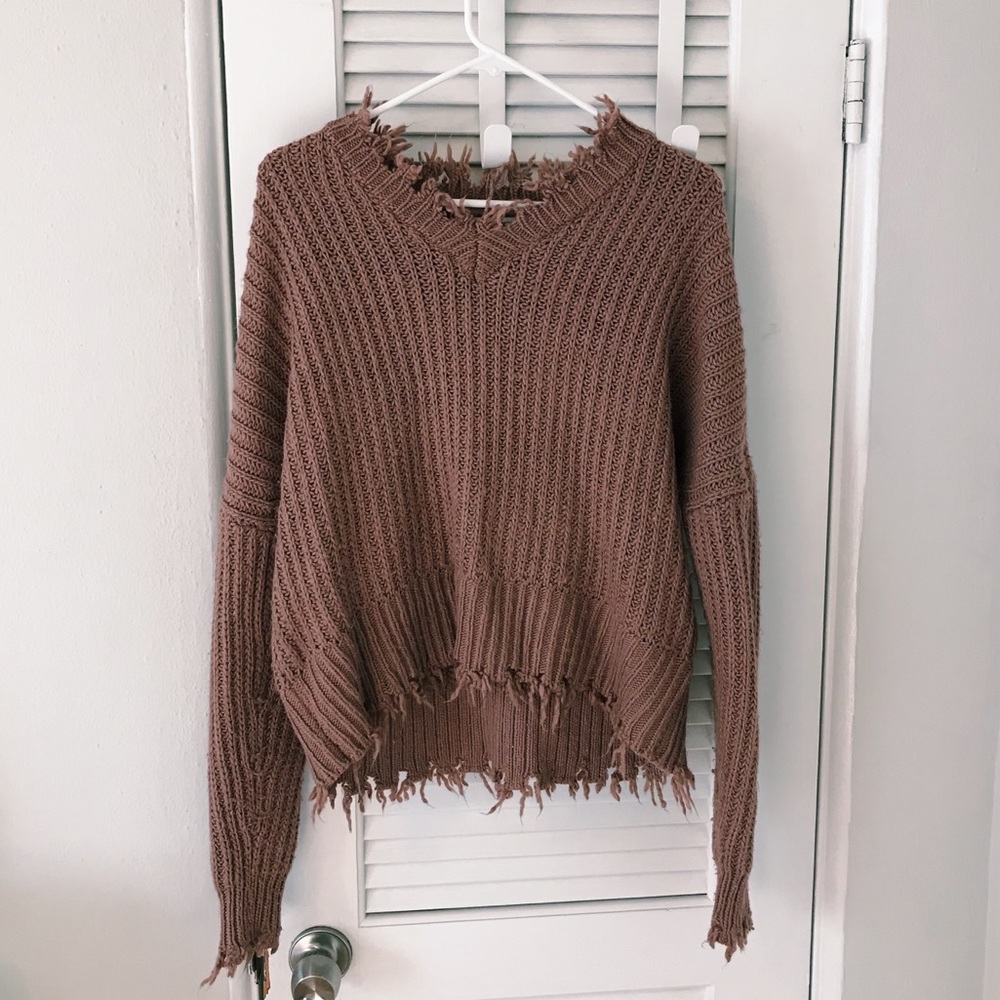hyfve mauve distressed sweater